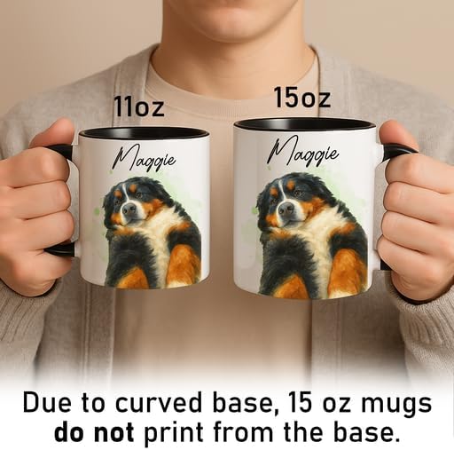 Personalized Dog Photo Watercolor Art Mug – Unique Gift for Dog Mom, Dad & Pet Lovers – Custom Pet Portrait With Name