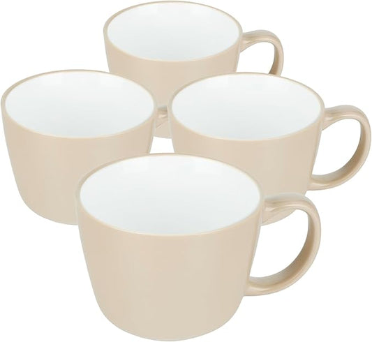 Ceramic Mugs 18oz,Large Ceramic Coffee for Men, Women, Dad, Mom, Modern Coffee Mugs With Handle For Cereal,Juice,Soup,Tea. (4Pack, nude)