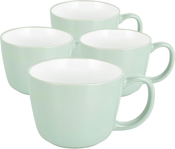 Ceramic Mugs 18oz,Large Ceramic Coffee for Men, Women, Dad, Mom, Modern Coffee Mugs With Handle For Cereal,Juice,Soup,Tea. (4Pack, lightgreen)