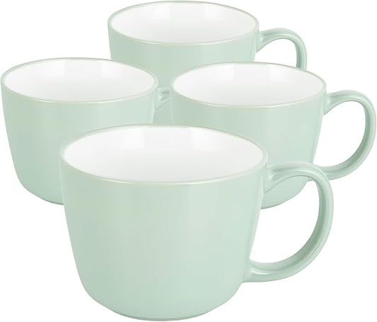 Ceramic Mugs 18oz,Large Ceramic Coffee for Men, Women, Dad, Mom, Modern Coffee Mugs With Handle For Cereal,Juice,Soup,Tea. (4Pack, lightgreen)