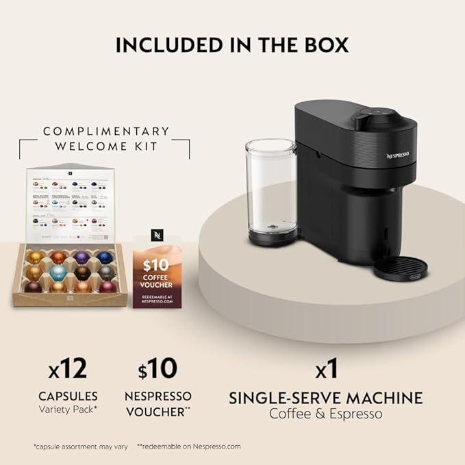 Nespresso Vertuo Pop+ Coffee and Espresso Machine by De'Longhi, Liquorice Black