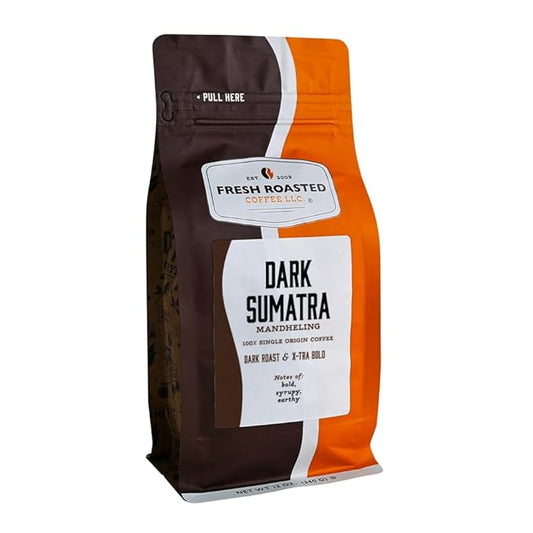 Fresh Roasted Coffee,100% Dark Sumatra Mandheling | 12 oz | Single Origin | Dark Roast | Kosher | Whole Bean