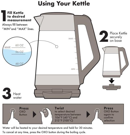 OXO Brew Adjustable Temperature Kettle, Electric, Clear