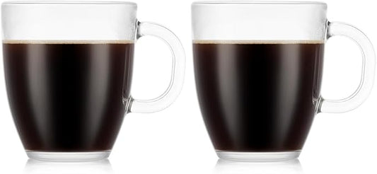 Bodum 12oz Bistro Coffee Mug Single-Wall Tempered Glass, 2 Pack, Clear