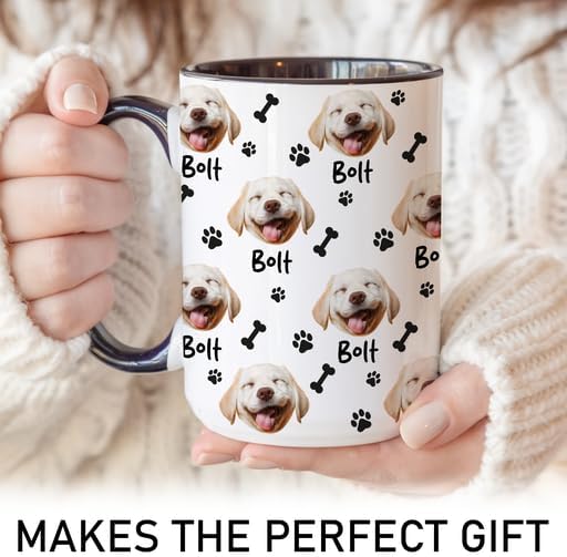 Personalized Dog Photo Seamless Pattern Mug – Unique Gift for Dog Mom, Dad & Pet Lovers – Custom Dog Picture and Name