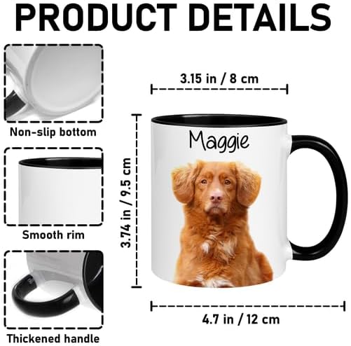 Personalized Dog Photo Mug – Unique Gift for Dog Mom, Dad & Pet Lovers – Custom Dog Picture and Name Printed on Ceramic Cup