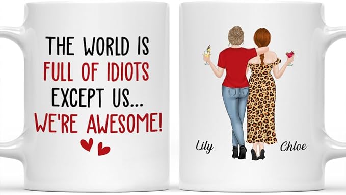 Wrappiness Personalized Coffee Mug for Sister - Custom We Are Awesome Ceramic Mug, Custom Gift for Bestie, Sister, or Best Friend, Perfect for Birthdays, Friendship, or Everyday Use