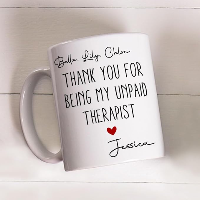 Wrappiness Personalized Coffee Mug - Personalized My Unpaid Therapist Coffee Mug, Custom Ceramic Cup for Coworkers, Best Friends, Sisters, Custom Ceramic Holiday Gift for Women