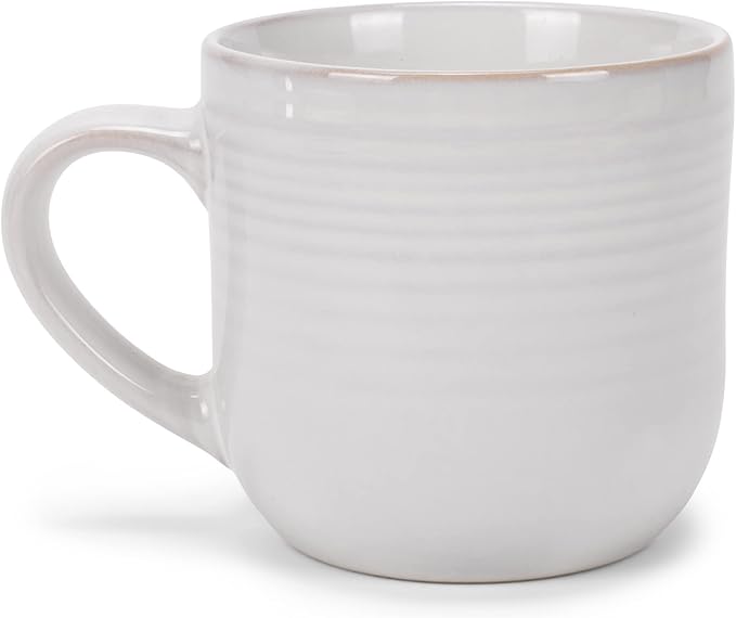 Elanze Designs Glossy Reactive Glaze Large 17 Fluid Ounce Everyday Kitchen Food Grade Ceramic Stoneware Coffee Mug Cup with Comfort Curved Handles, Set of 4, Classic White