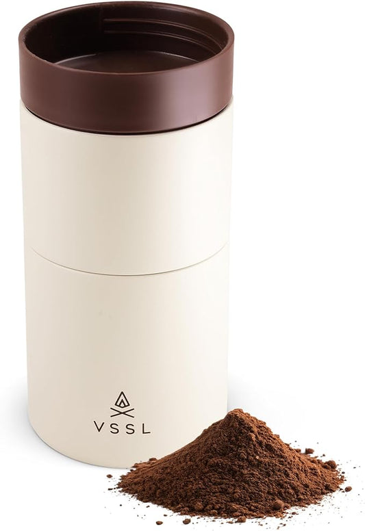 VSSL - Nest Pour Over Coffee Set | Coffee Maker for Camping | All-In-One Travel Pour Over | Transportable Dripper, 10oz Stainless Steel Travel Mug | Compact Storage & Adventure Ready | Cream