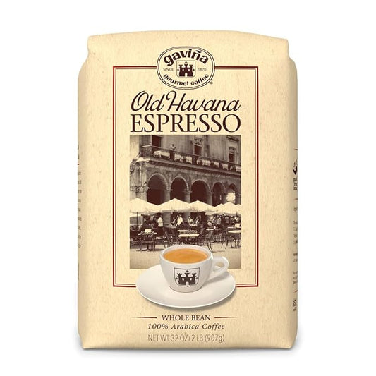 Gaviña Old Havana Espresso Whole Bean Coffee, Medium-Dark Roast, Nutty and Sweet, 32 oz Bag