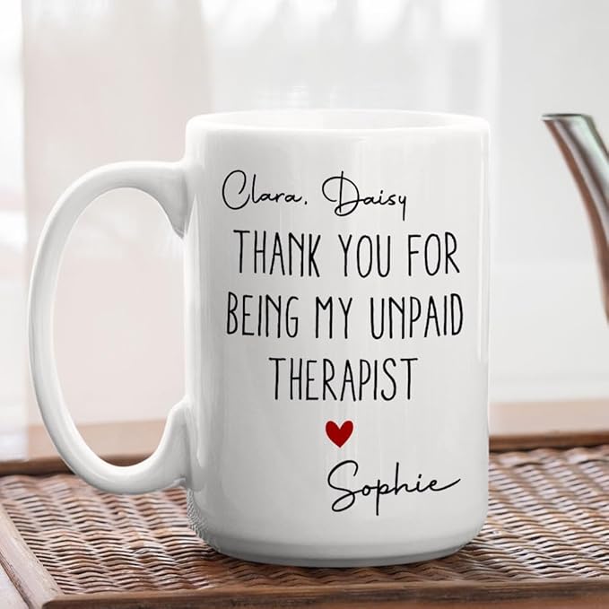 Wrappiness Personalized Coffee Mug - Personalized My Unpaid Therapist Coffee Mug, Custom Ceramic Cup for Coworkers, Best Friends, Sisters, Custom Ceramic Holiday Gift for Women