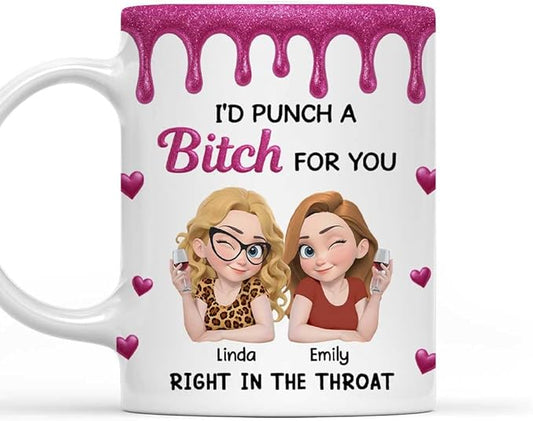 Wrappiness Punch For You My Girl Custom Coffee Mug - Personalized Gift for Besties, Ceramic Mug for Everyday Use, Perfect for Friendship, Gift for Her