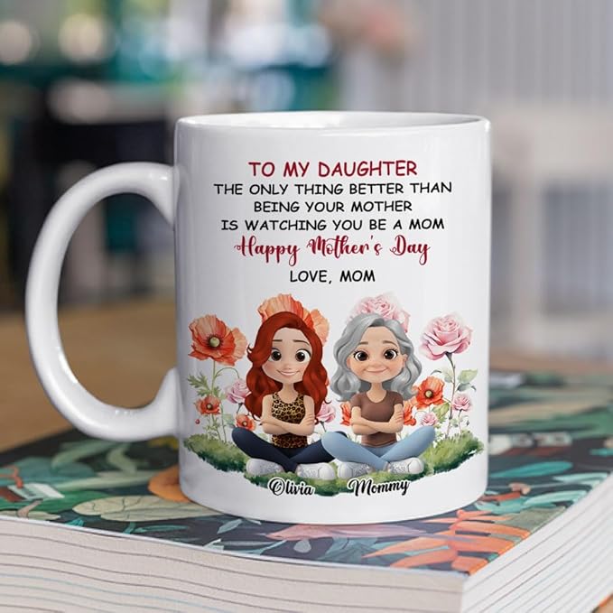 Wrappiness Personalized Mothers Day Mug for Daughter - To My Daughter Watching You Be A Mom Custom Coffee Cup Gifts from Mama Mother Mom Grandma Nana, Happy First Mothers Day Birthday Gifts