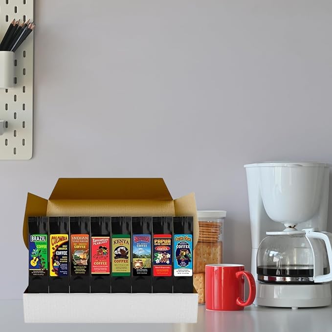 Around the World Coffee Gift Set – 8 Bags -1.5 Ounce ea. – Travel Inspired Tasting Box – Enjoy A World Coffee Tour Gift Pack - Medium Roast