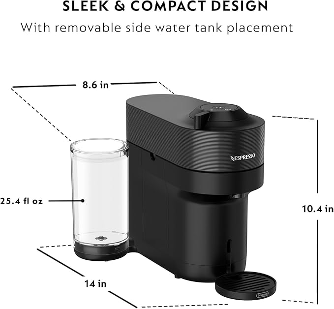 Nespresso Vertuo Pop+ Cold Value Added Bundle with Iced Coffee Tumbler by De'Longhi, Liquorice Black