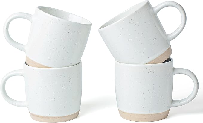 famiware Coffee Mugs for 4, 12 oz Mug Set, Dringking Cup with Handle for Coffee, Tea, Cocoa, Milk, Milkyway serise, White