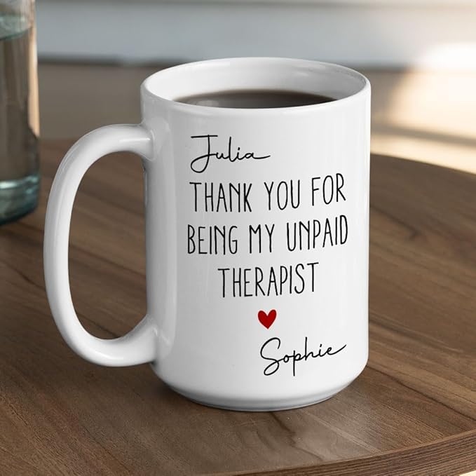 Wrappiness Personalized Coffee Mug - Personalized My Unpaid Therapist Coffee Mug, Custom Ceramic Cup for Coworkers, Best Friends, Sisters, Custom Ceramic Holiday Gift for Women