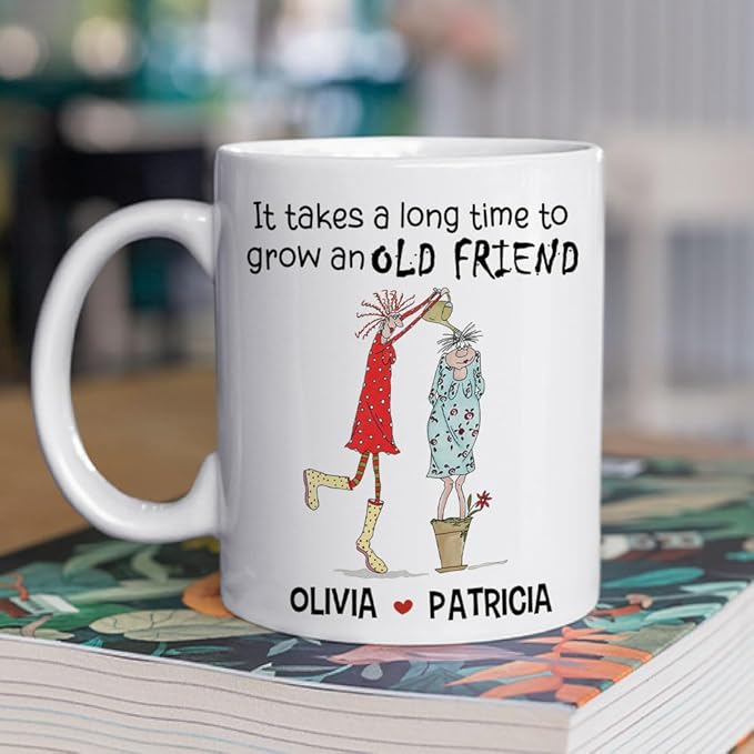 Wrappiness It Takes a Long Time to Grow Custom Coffee Mug – Personalized Ceramic Mug with Sentimental Quote, Gift for Best Friend Women, Sister, BFF and Work Bestie
