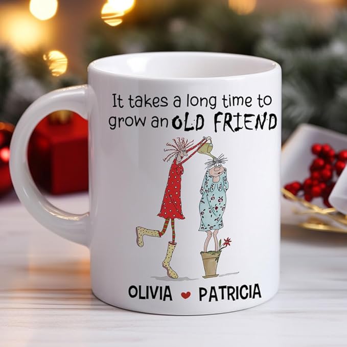 Wrappiness It Takes a Long Time to Grow Custom Coffee Mug – Personalized Ceramic Mug with Sentimental Quote, Gift for Best Friend Women, Sister, BFF and Work Bestie