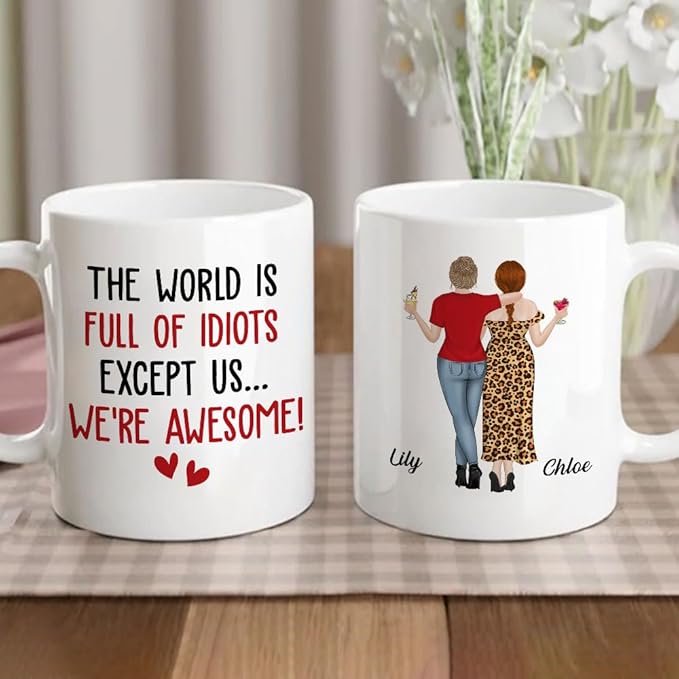 Wrappiness Personalized Coffee Mug for Sister - Custom We Are Awesome Ceramic Mug, Custom Gift for Bestie, Sister, or Best Friend, Perfect for Birthdays, Friendship, or Everyday Use
