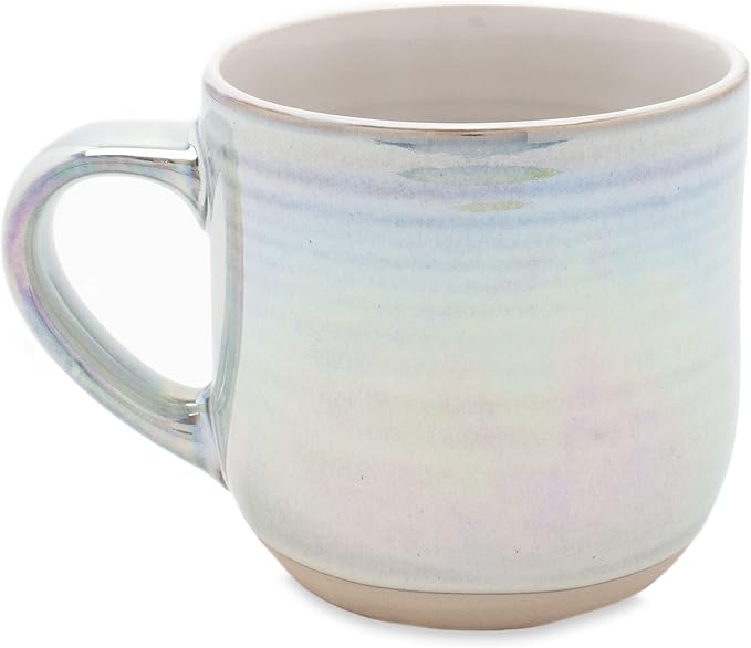 Elanze Designs Glossy Reactive Glaze Large 17 Fluid Ounce Everyday Kitchen Food Grade Ceramic Stoneware Coffee Mug Cup with Comfort Curved Handles, Set of 4, White