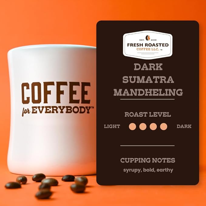 Fresh Roasted Coffee,100% Dark Sumatra Mandheling | 5 lb (80 oz) | Single Origin | Dark Roast | Kosher | Whole Bean