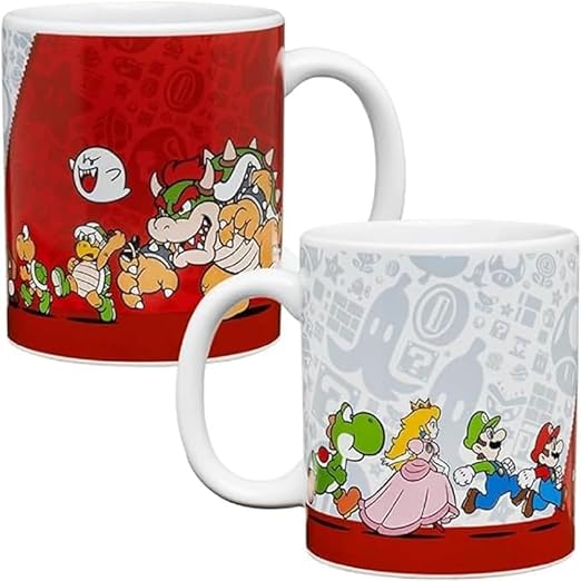 Super Mario Bros Official Licensed Nintendo Coffee Mug, Nostalgic Gamer Icon Gift for Luigi, Yoshi and Princess Peach Collectors 10oz Novelty Pop Culture Teacup by Paladone