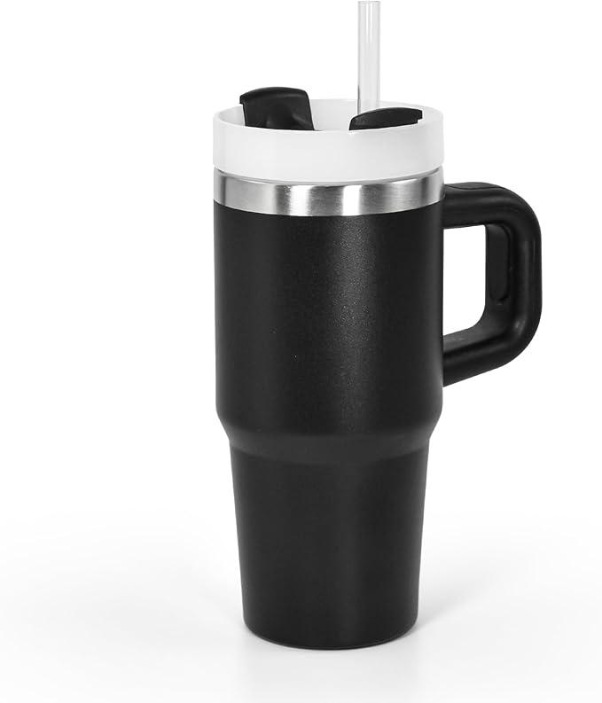 14 Oz Tumbler with Handle Stainless Steel Double Layer Insulated Mug,Reusable Stainless Steel Kids Water Bottle,Gifts for Kids Tumblers(Black)