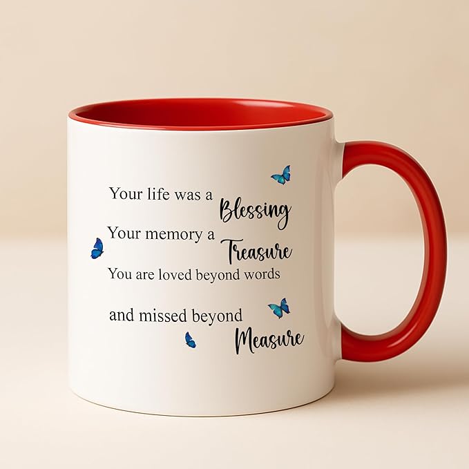 Personalized Memorial Coffee Mug – Custom Photo Butterfly Ceramic Cup – Remembrance Gift for Loss of Loved One – Sympathy Cup for Husband, Wife, Mother, Father, or Parents