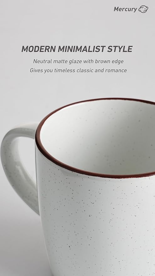 famiware Mercury Coffee Mugs 13 oz, Coffee Mugs Set of 4 with Handle, Cups for Latte, Hot Tea, Cappuccino, Mocha, Cocoa, White