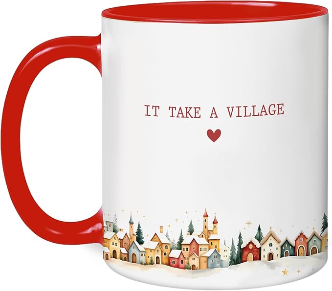 Personalized It Takes a Village Thank You Mug – Custom Coffee Cup with Name – Appreciation Gift for Teacher, Nanny, Mentor, or Friend – Unique Retirement or Holiday Present