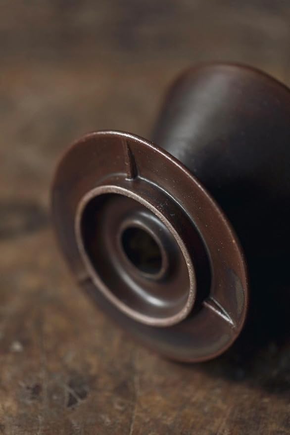 Ceramic Pour Over Coffee Maker, Retro Hand Drip Coffee Dripper, Portable Pourover Cone Filter Coffee Brewer for Camping, Travel, Office, Family, Single Serve, Antique Copper Brown