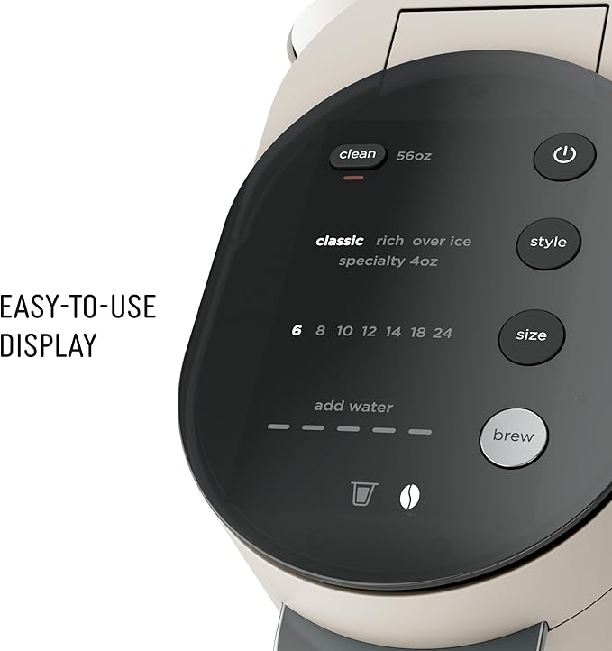 Ninja Pod & Grounds Specialty Single-Serve Coffee Maker, K-Cup Pod Compatible, Brews Grounds, Compact Design, Built-In Milk Frother, 56-oz. Reservoir, 6-oz. Cup to 24-oz. Mug Sizes, Stone, PB051ST