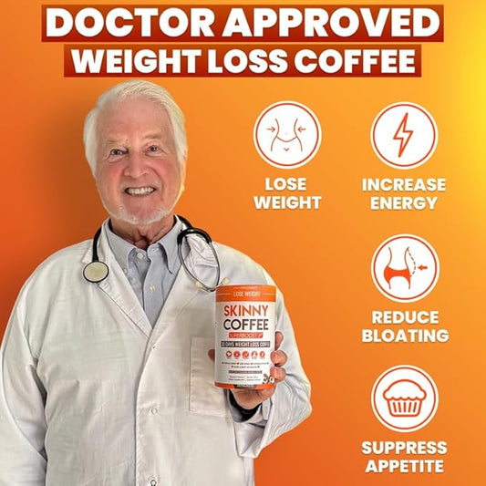 Skinny Coffee Super Boost Weight Loss Coffee, Belly Fat Burner for Women & Men, Sugar-Free Keto Vegan, Reduces Bloating, Supports Energy & Metabolism, Appetite & Cravings Control (60 Servings)
