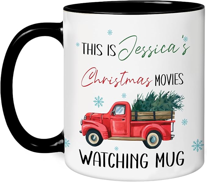 Personalized Red Truck Christmas Coffee Mug – Custom Holiday Cup Gift for Dad, Mom, Friends, or Coworkers – Unique Funny Christmas Hot Cocoa and Coffee Mug for Holiday Season
