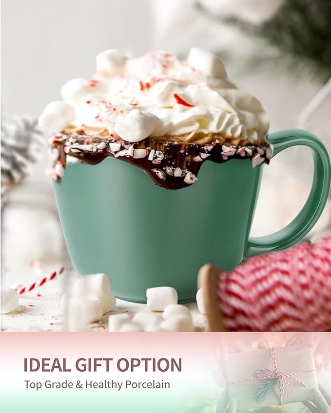 Ceramic Mugs 18oz,Large Ceramic Coffee for Men, Women, Dad, Mom, Modern Coffee Mugs With Handle For Cereal,Juice,Soup,Tea. (1Pack, lightred)