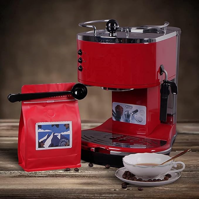 Coffee Bags with Valve (50pcs,8oz) Red High Barrier Aluminumed Foil Flat Bottom Standing Coffee Beans Storage Bags,Reusable Heat Sealable Side Zipper Pouches for Home or Store