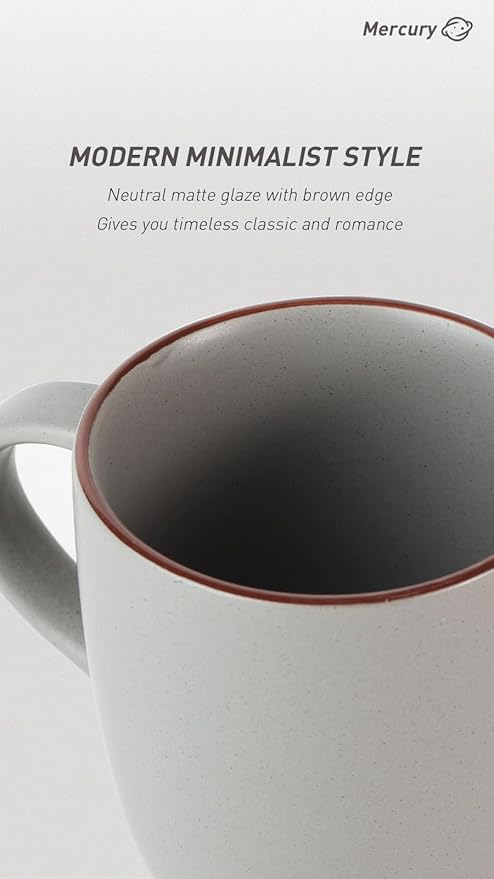 famiware Mercury Coffee Mugs 13 oz, Coffee Mugs Set of 4 with Handle, Cups for Latte, Hot Tea, Cappuccino, Mocha, Cocoa, Dark Grey