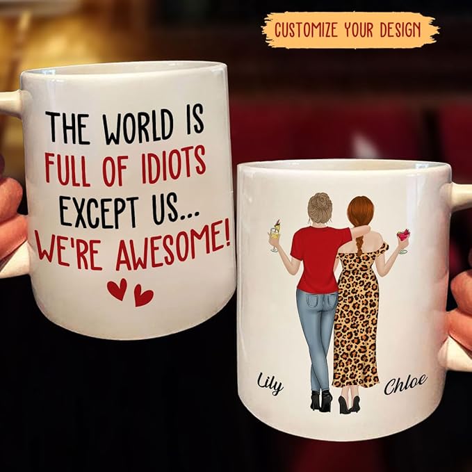 Wrappiness Personalized Coffee Mug for Sister - Custom We Are Awesome Ceramic Mug, Custom Gift for Bestie, Sister, or Best Friend, Perfect for Birthdays, Friendship, or Everyday Use