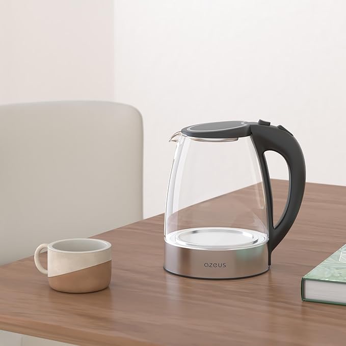 AZEUS Electric Kettle 1500W Cool Touch Tea Kettle Anti-scalding Design 1.8L Large Capacity Kettle BPA-Free, White