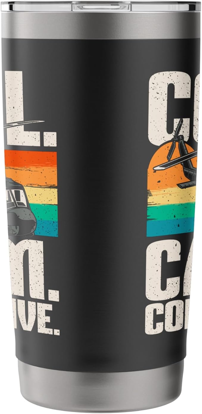 Calm Collective - Retro Helicopter Vintage Pilot Aviation Stainless Steel Insulated Tumbler