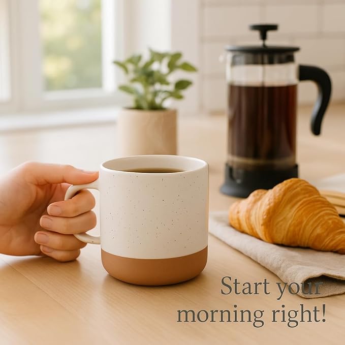 Unboxme Givenne 2 Pcs 12oz Handcrafted Ceramic Coffee Mug – Speckled Gloss Finish with Nature-Baked Base – Microwave-Safe Artisanal Mug Set