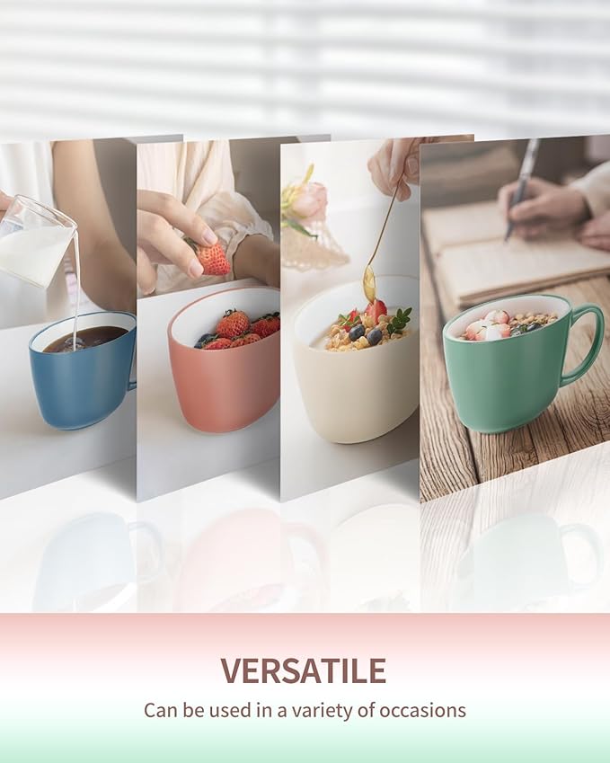 Ceramic Mugs 18oz,Large Ceramic Coffee for Men, Women, Dad, Mom, Modern Coffee Mugs With Handle For Cereal,Juice,Soup,Tea. (4Pack, nude)