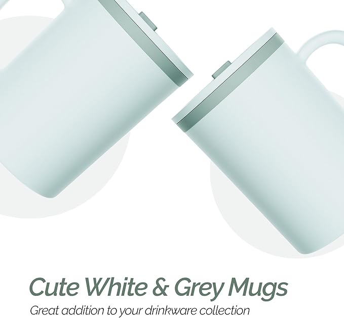 Copco Desk Mug 16 oz - Durable BPA-Free, Double-Wall Insulation for Hot & Cold Drinks, Microwave & Dishwasher Safe, Ideal for Office, Home, Travel - Spill-Resistant Reusable Mug (Grey)