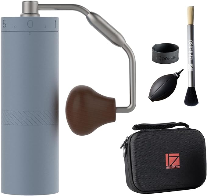 1Zpresso X-Ultra Manual Coffee Grinder-Pacific Blue, Well-built Sturdy Metal Body, Assembly Stainless Steel Burr, Numerical External Setting, Magnet Catch Cup, Faster Grind Efficiency Portable Mill…