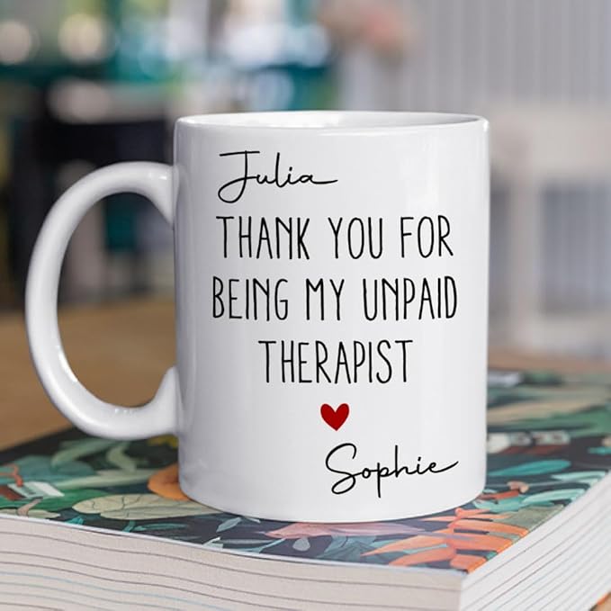 Wrappiness Personalized Coffee Mug - Personalized My Unpaid Therapist Coffee Mug, Custom Ceramic Cup for Coworkers, Best Friends, Sisters, Custom Ceramic Holiday Gift for Women