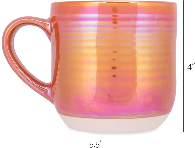 Elanze Designs Glossy Reactive Glaze Large 17 Fluid Ounce Everyday Kitchen Food Grade Ceramic Stoneware Coffee Mug Cup with Comfort Curved Handles, Set of 4, Burnt Orange