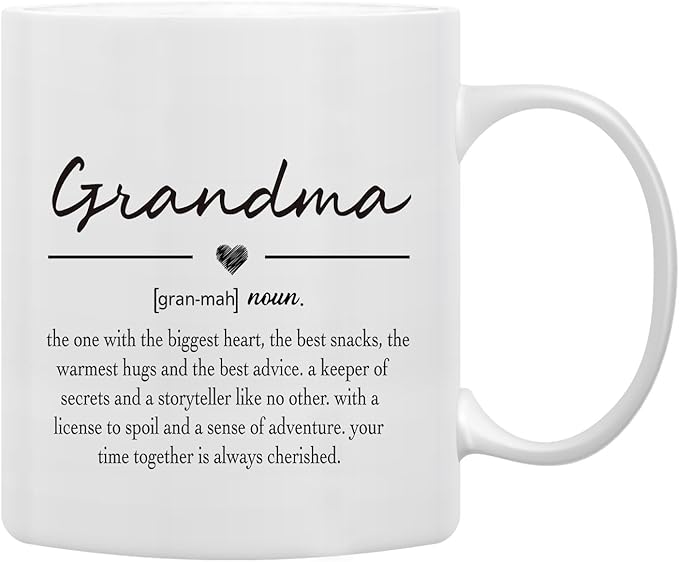 QASHWEY Grandma Mug, Grandma Coffee Mug, Grandma Gifts, Mothers Day Gifts for Grandma from Grandkids, Grandma Mug Tea Cup Gifts for Grandma Grandmother, Grandma Definition Coffee Cups Ceramic 11oz