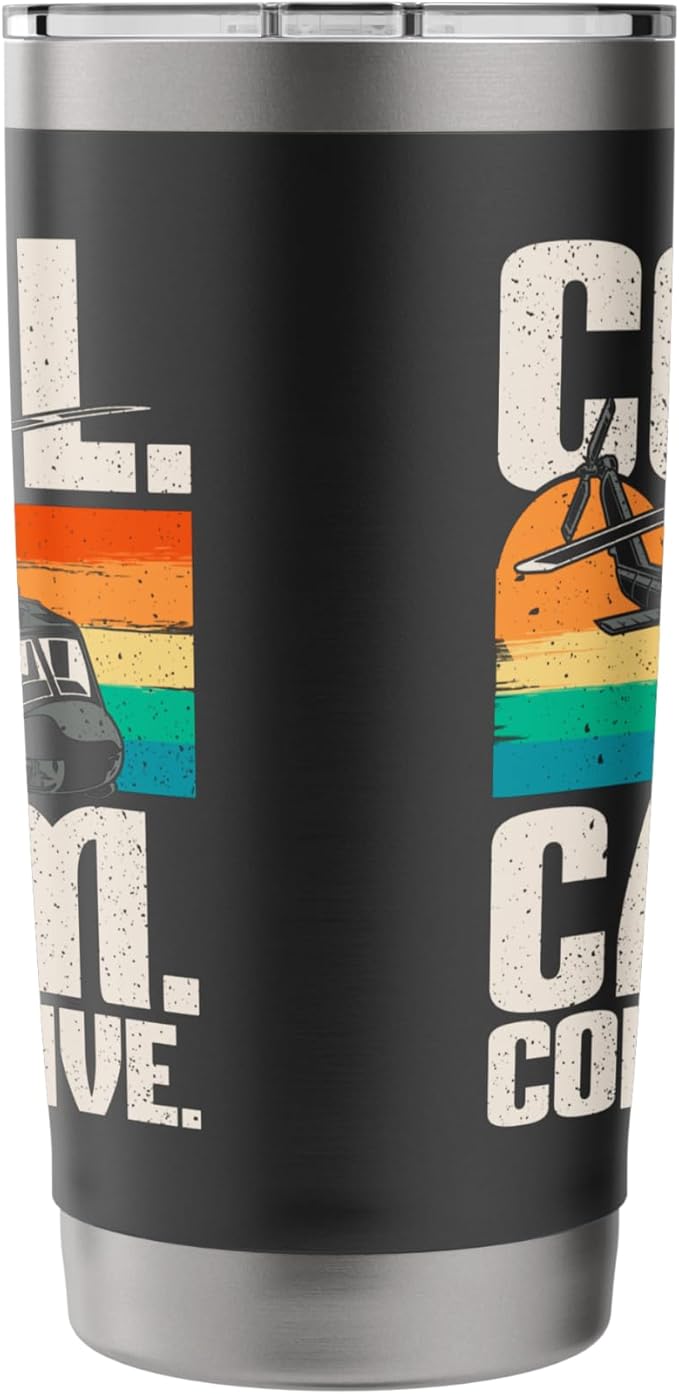 Calm Collective - Retro Helicopter Vintage Pilot Aviation Stainless Steel Insulated Tumbler